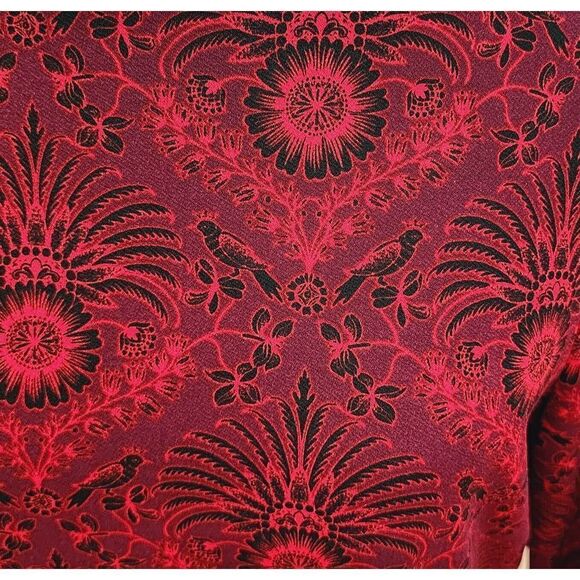 Charter Club Tie Sleeve Top Marooned Combo Size PL Flowers And Birds Printed - Picture 12 of 13